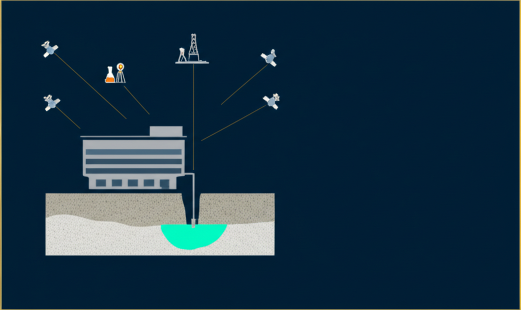 Isometric cross-section diagram showing PE quality control hub filtering specialized subcontractor inputs into ASTM-compliant Phase I reports for DFW clients