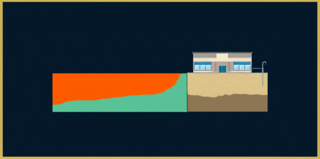 Isometric diagram showing three CERCLA liability defenses for commercial property buyers: Bona Fide Prospective Purchaser requiring Phase I ESA, Innocent Landowner Defense, and Contiguous Property Owner Defense, with requirements for each